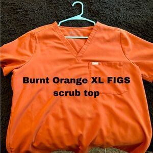 FIGS Burnt Orange V-Neck Scrub Top